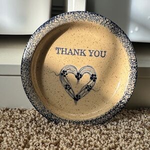 Speckled Blue and Cream Thank You Plate